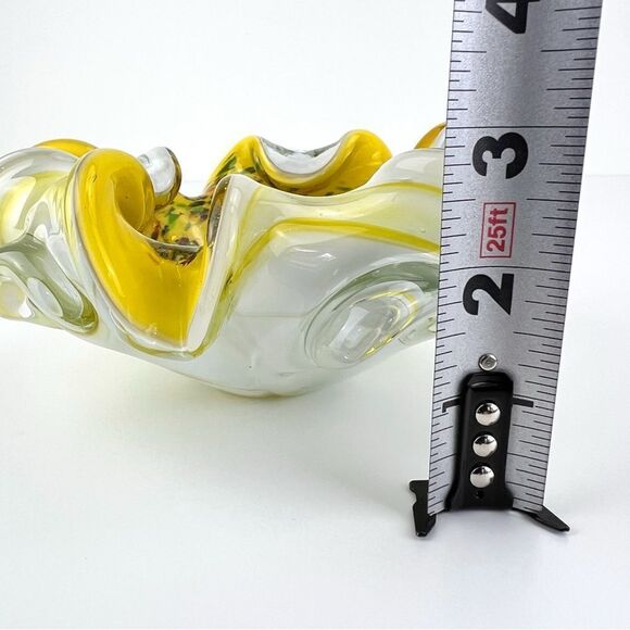 Murano Art Glass Millefiori Cased Bowl Yellow Gold Flake Multicolor Tutti Frutti - Picture 9 of 9